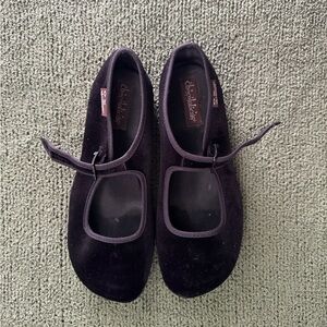 Chocolate Flats & Loafers Velvet Mary Jane Flats in Deep Purple